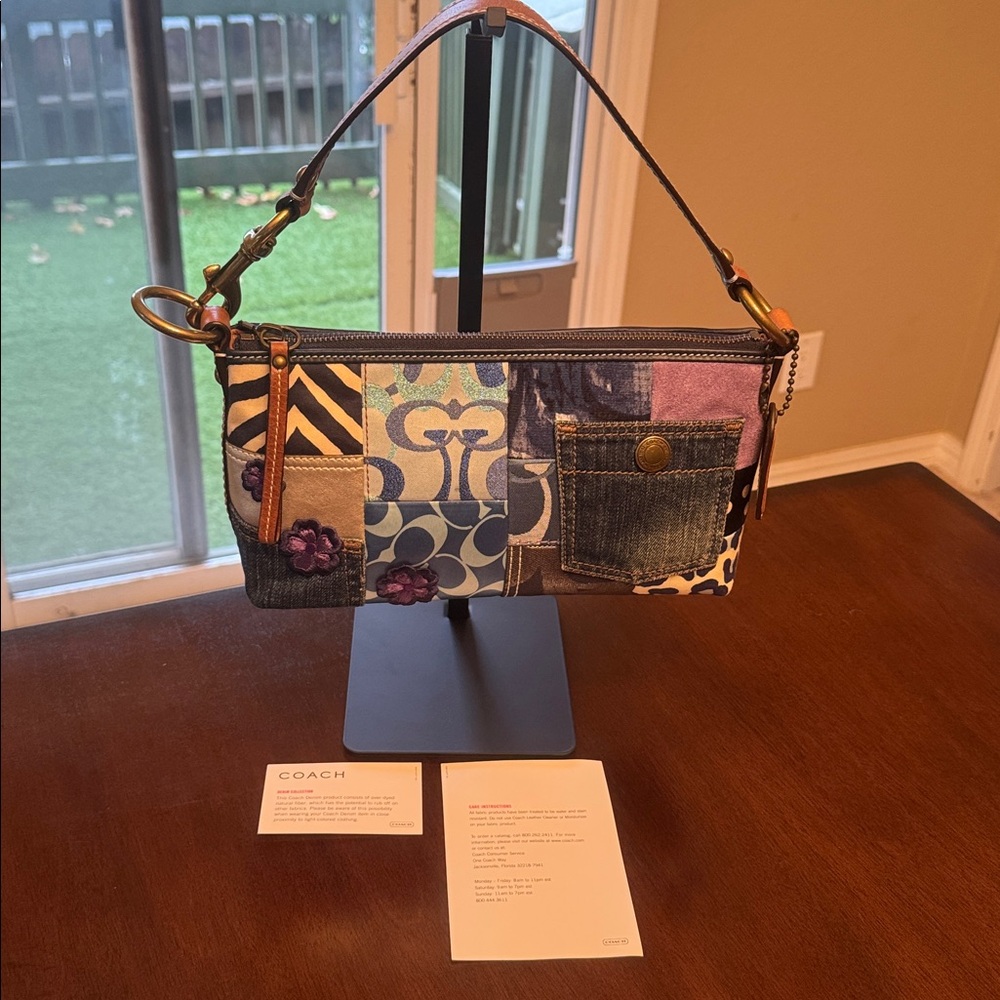 NWOT Coach Floral Small Denim Patchwork Purse $498 - NO CALLOUTS - Picture 8 of 12
